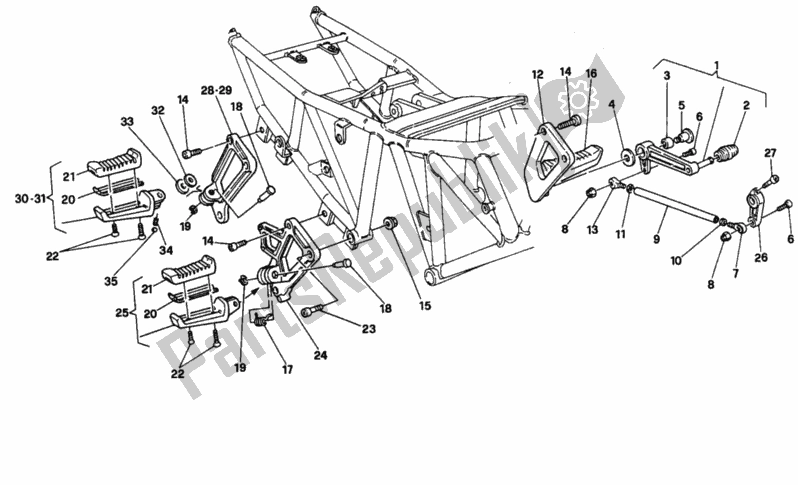 Todas as partes de Apoio Para Os Pés Fm 001364 do Ducati Supersport 750 SS 1993